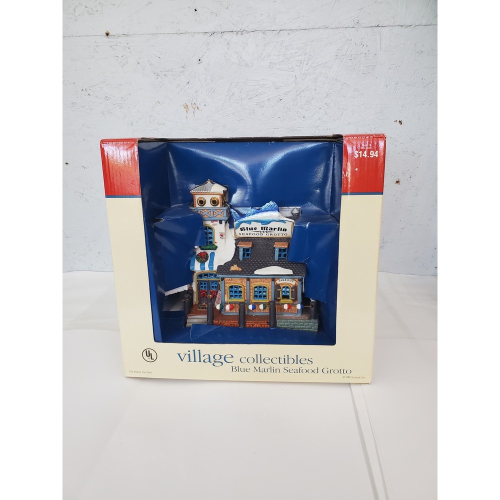 Lemax Village Collectibles Blue Marlin Seafood Grotto Lighted House 15549W 2001